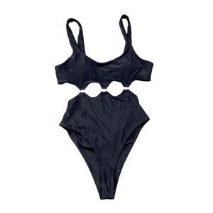 Black One Piece Swimsuit Monokini Bikini Bathing Suit Black Cut Out Womens Large